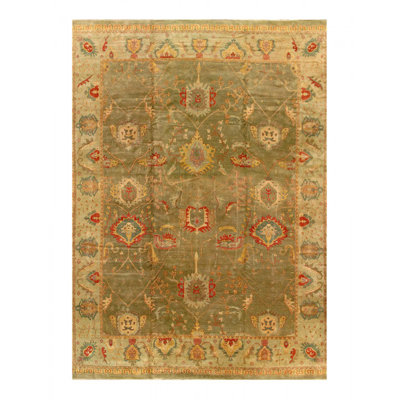 Tapis olive en laine 14 pi 11 po x 19 pi 6 po One-of-a-Kind