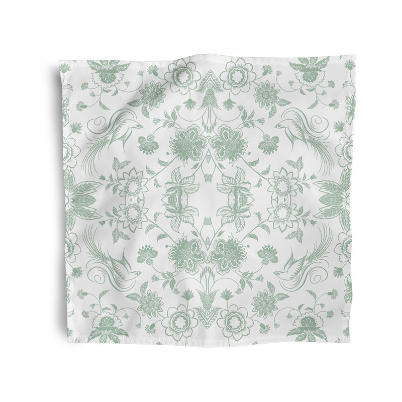 Aspacio Polyester Floral Square Napkin, Green