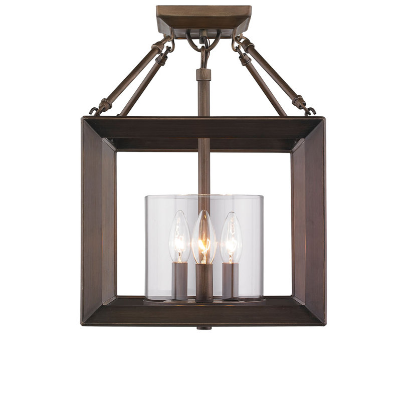 Averee Glass Semi Flush Mount, Gunmetal Bronze