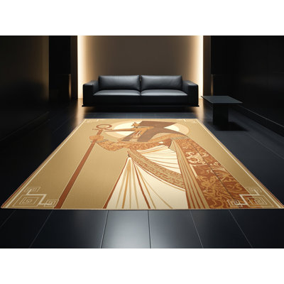 Tapis oriental classique brun / beige lavable à la machine Ulster Thoth