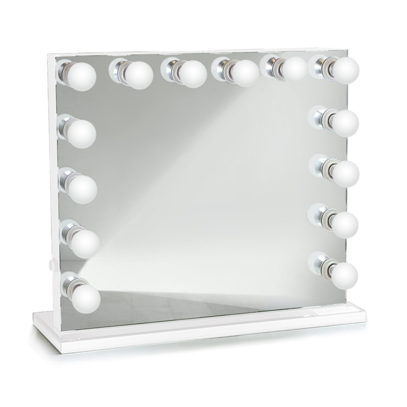 Miroir de maquillage/rasage éclairée hollywood Andaluss, 25 po x 31 po, Blanc