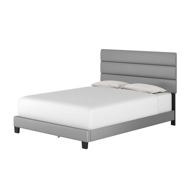 Paisley Queen Grey Faux Leather Upholstered Tufted Bed Frame