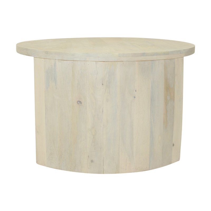 Cyrus Solid Wood Drum 2 Nesting Tables Set with Storage, White