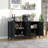 Black Storage Cabinet with 4 Doors & Open Shelves