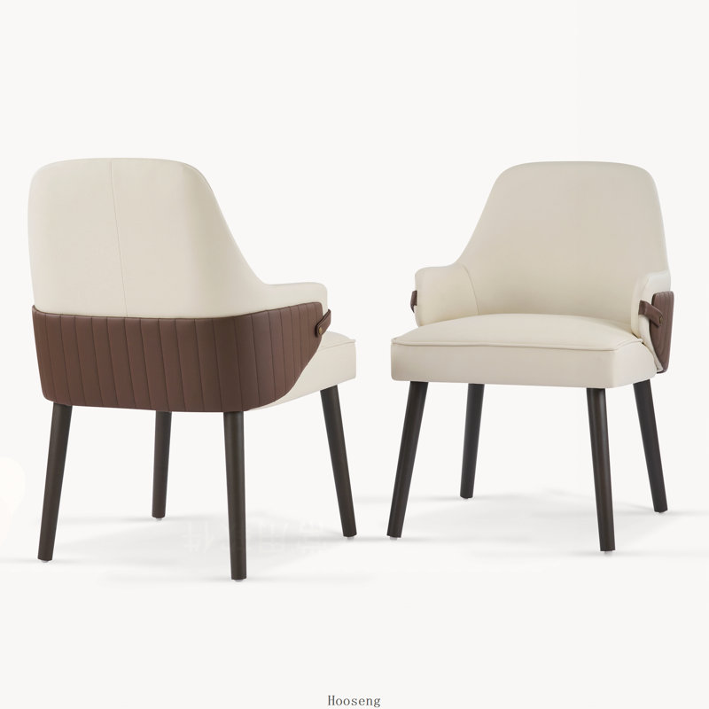 Ensemble de 2 chaises de salle à manger d'intérieur en tissu bicolore beige et brun avec structure robuste, Beige, brun