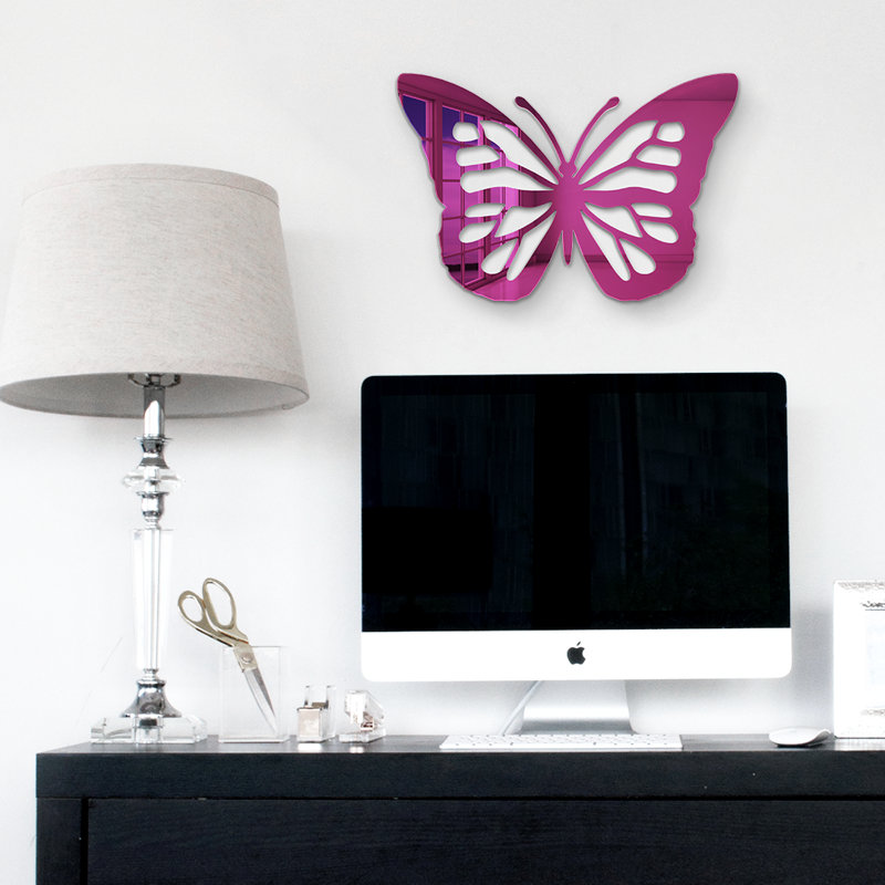 Butterfly Silhouette Acrylic Wall Decor, Purple Mirror
