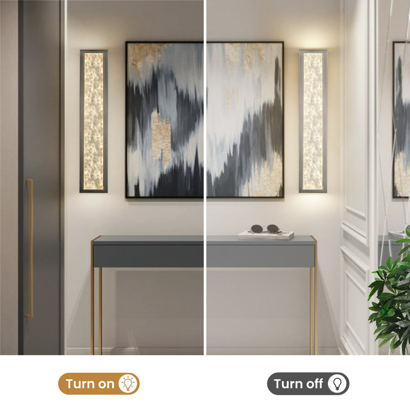 Modern Dimmable LED Wall Sconces, Nickel, 24" H x 4.7" W x 3.74" D
