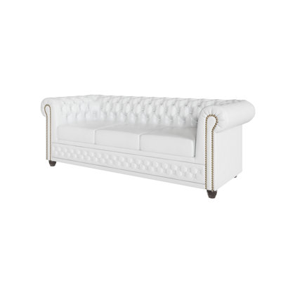 Chesterfield  Sofa 3 Seater with Sleeping Function Made of Vegan Leather with Solid Wood Legs