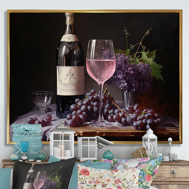 " Lambrusco Luster ", Gold Floater Framed, 16" H x 32" W
