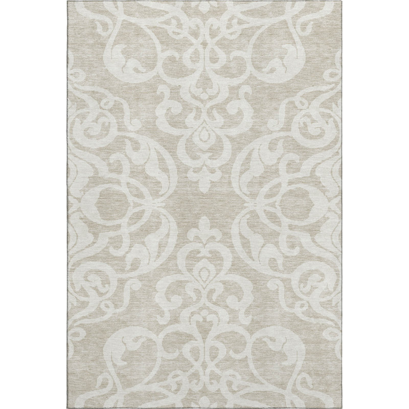 Premium Machine Washable Prisco Beige Rug, Rectangle 8' x 10'