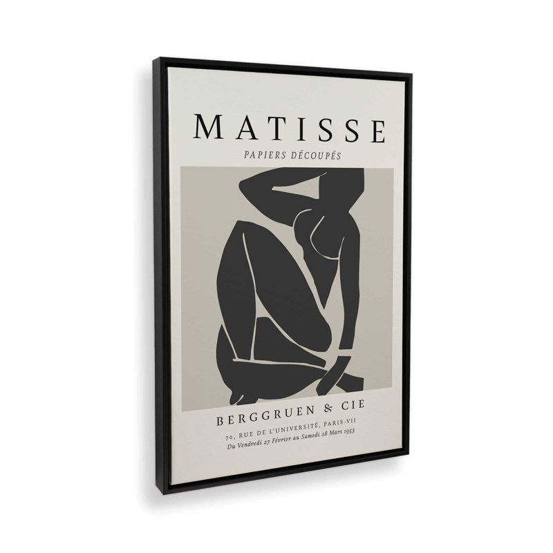 Matisse's Nude III en noir, Cadre flottant noir satiné, H 36,75 po x l 24,75 po x P 1,75 po