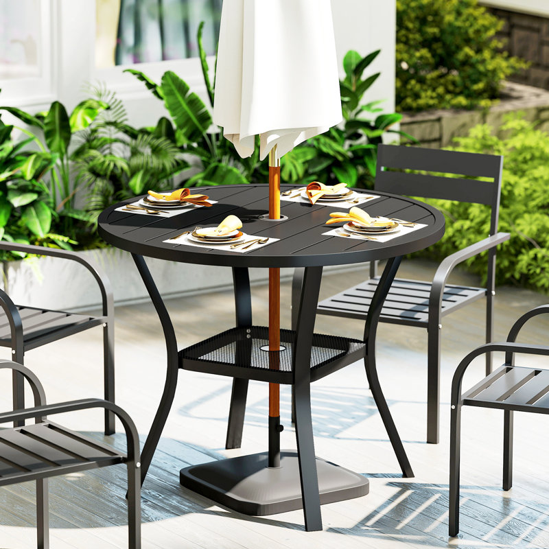 Table de salle à manger ronde 35,5 po avec trou pour parasol 1,6 po et 2 po
