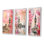 «Pink Vintage Floral London Big Ben», 3 pièces