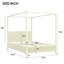 Grand lit plateforme à baldaquin en bois avec lattes de soutien, beige-129599320-129599318