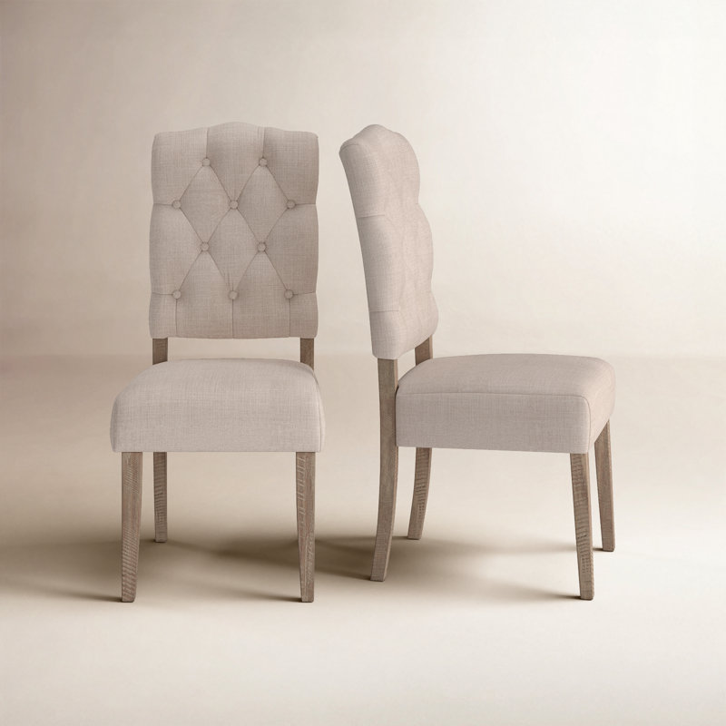 Chaise parsons capitonnée Bianca, Naturel patiné
