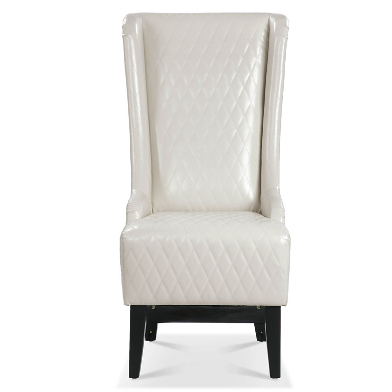 Rivah Upholstered Wingback Chair, White Faux Leather, 2