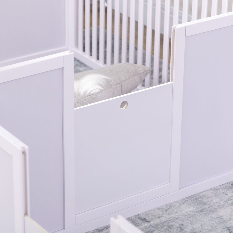 Boîte de mise bas pour chien, parc pour chiot d'intérieur avec portes amovibles, fournitures pour nouveau-né, 81 po x 39 po x 20 po, blanc