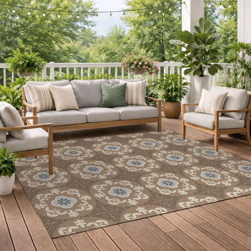 Tapis d'extérieur antidérapant Edan, Brun, Rectangle 36 po x 60 po