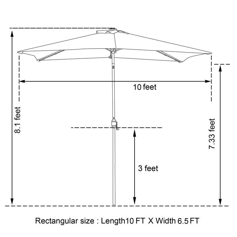 Parasol de marché rectangulaire 6,5' x 10', Bleu marine