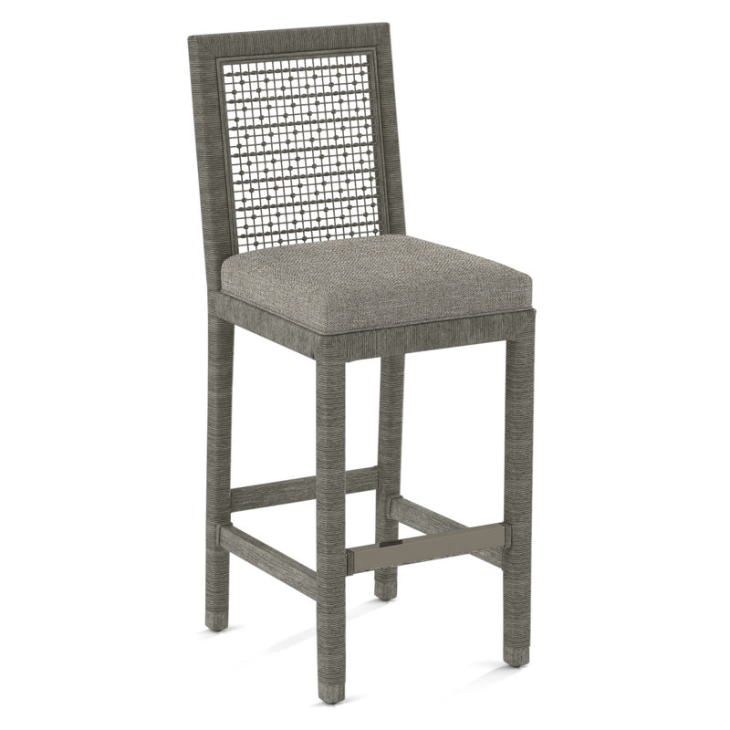 Pine Isle Bar Stool, Sunbrella Blue Pinstripe; 6205-64, Greystone