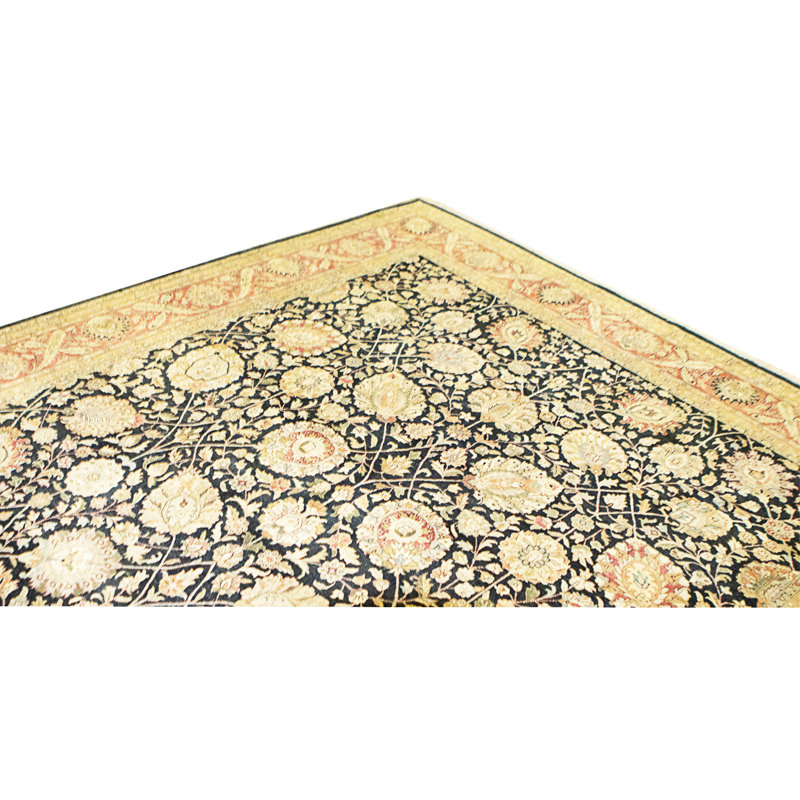 Tapis noir et rouge noué à la main de haute qualité