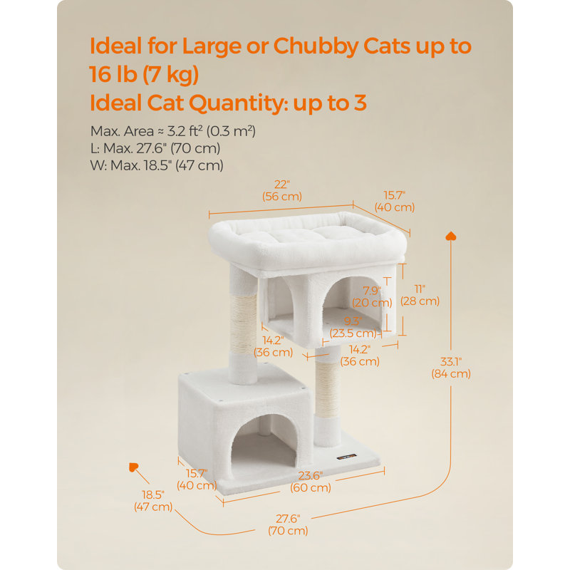 Arbre à chat Franjo, H 33,1 po x l 27,6 po x P 18,5 po, Blanc