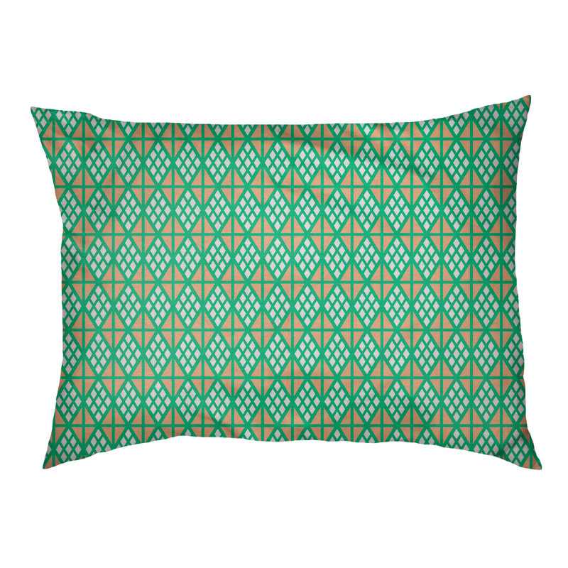 Coussin diamants Byrge, Très grand (l 52 po x P 42 po x H 17 po), Vert / Orange