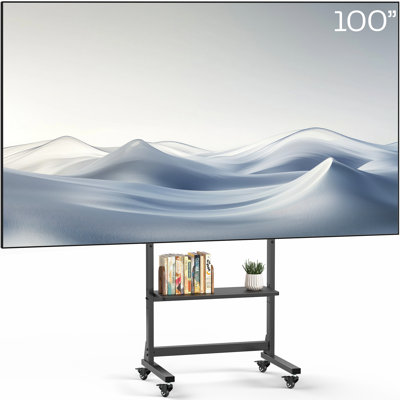 VIVO Heavy Duty Mobile TV Cart with Storage Shelf, Holds Screens up to 100"