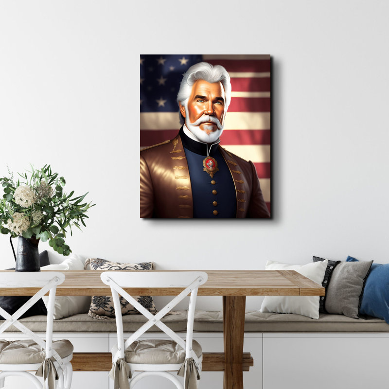 Country music Kenny Rogers par Stephen Chambers - Photographie sur toile tendue, H 18 po x l 15 po x P 1,5 po