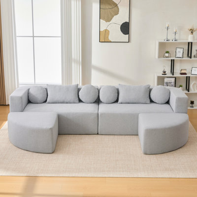 114.9" Curved Modern Upholstered Boneless Sofa