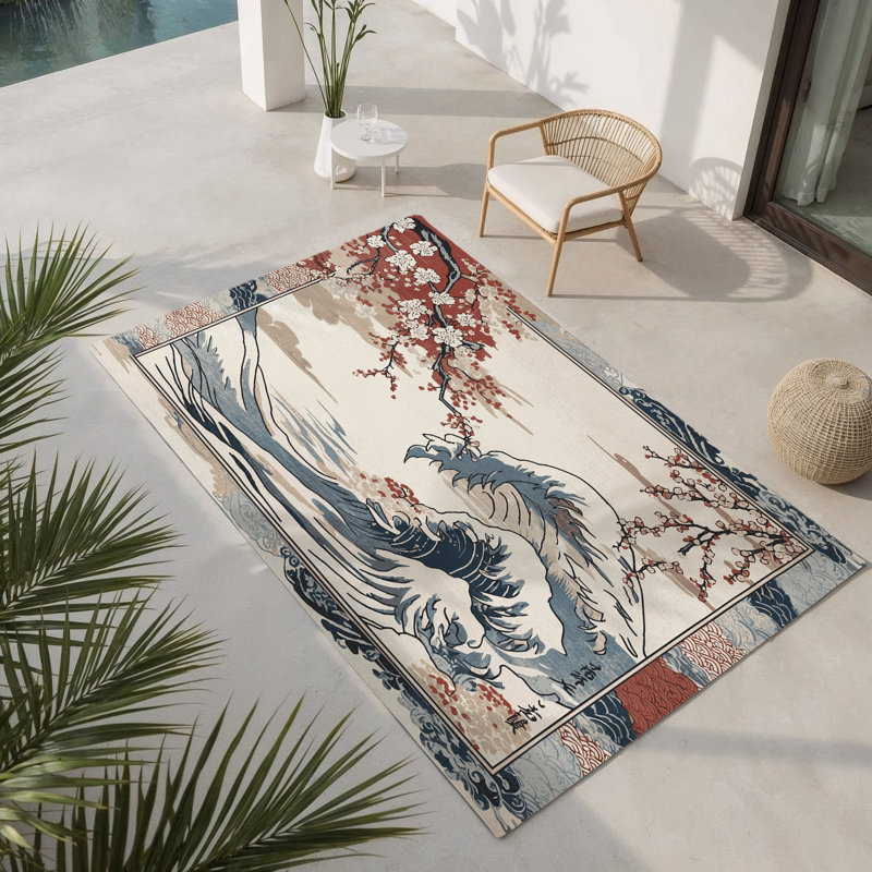 Shimmering Sakura Indoor And Outdoor Area Rug, Rectangle 4' x 6'