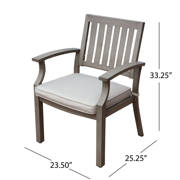 Latitude Run® Outdoor Aluminum Dining Chair Of 2 Featuring Dark Grey ...