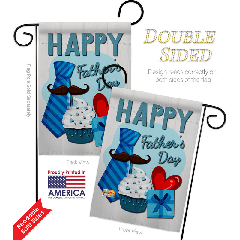 Ensemble de 2 drapeaux de jardin en polyester 19 po à 2 côtés, "happy pères"