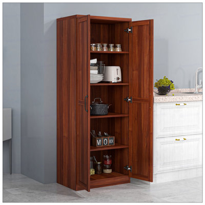 Garde-manger à 2 portes, armoire de rangement autoportante avec tablettes à 5 niveaux et 2 tablettes réglables pour la salle à manger