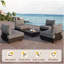 Ensemble modulaire de patio 5 pièces en aluminium gris avec chaises modulaires et table basse