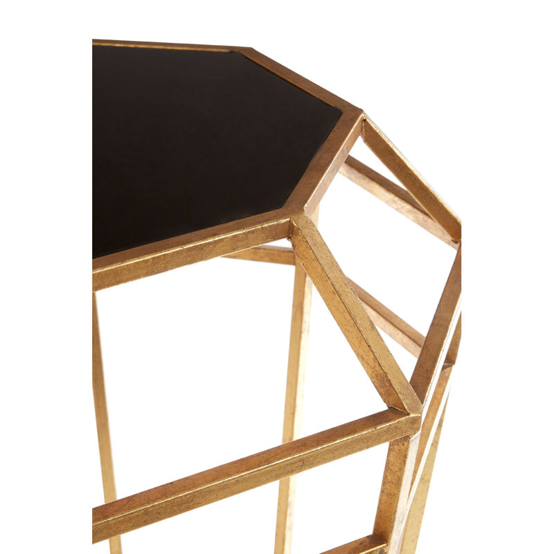 Reed Glass Top Frame End Table