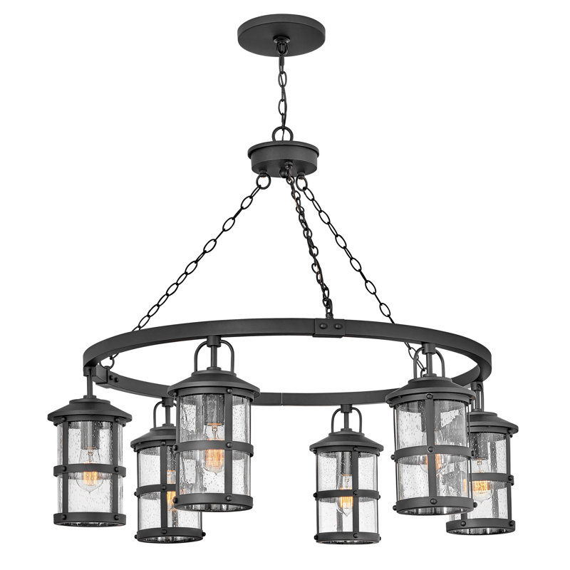 Lakehouse 12v Six-Light Outdoor Chandelier, Black