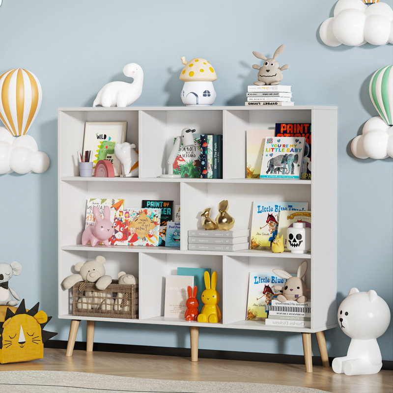 Adisyn No Subject Bookcase, 42.5" H x 47.2" W x 9.4" D, French White