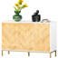 Buffet en bois naturel - 3 portes avec ornementation, tablette réglable et pieds en métal