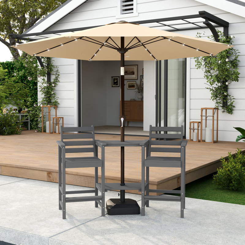 HDPE Tall Adirondack Chair Set with Removable Double Trays (Set of 2), Gray