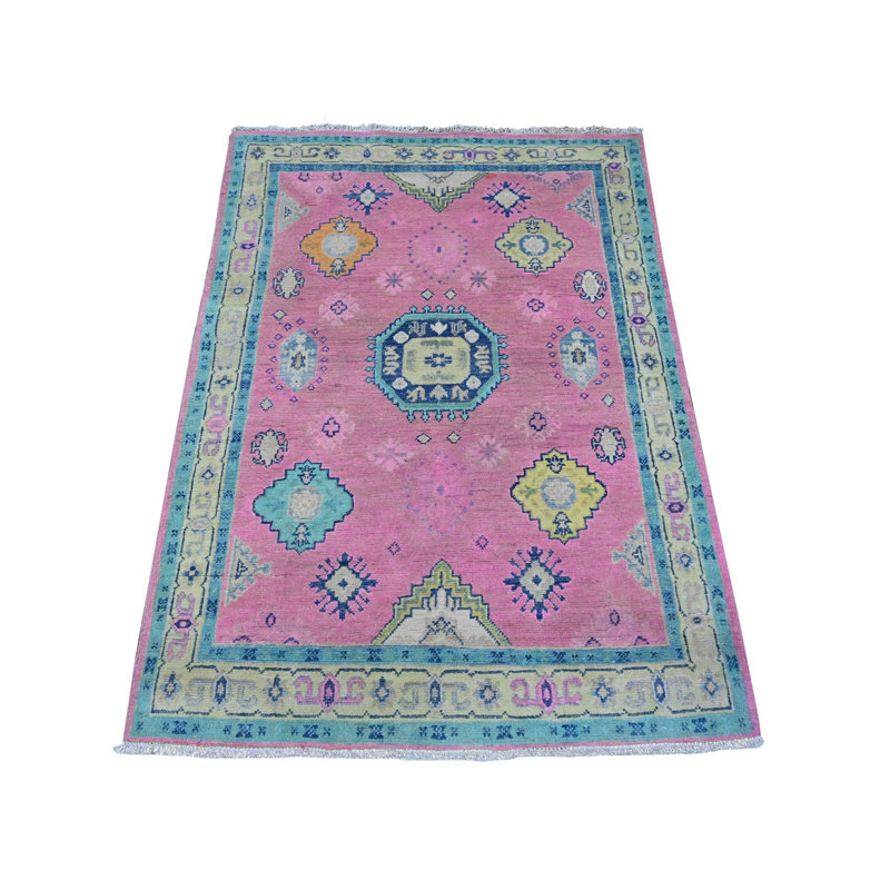 Tapis oriental fusion Kazak 3 pi 4 po x 4 pi 7 po