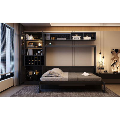 Murphy Bed Wall Bed with Sofa , Shelves USB & Light