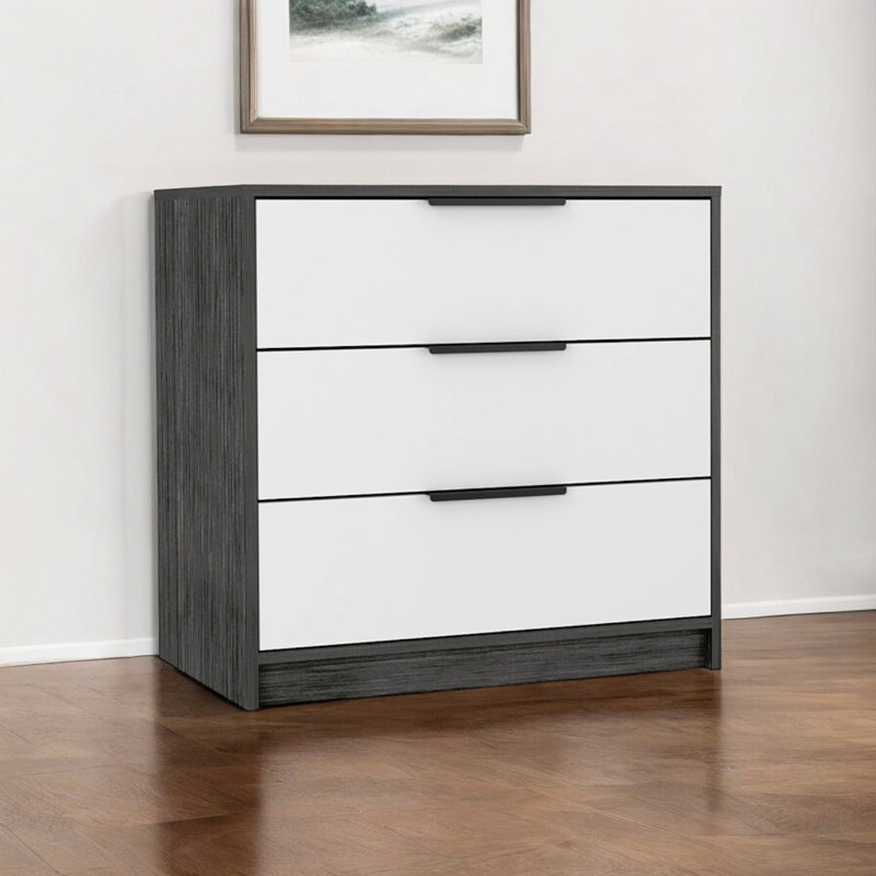 Commode 3 tiroirs 28 "blanche et grise