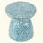 D15x16" Capiz Garden Stool Small Side Tabel, Blue Accent Round End Table