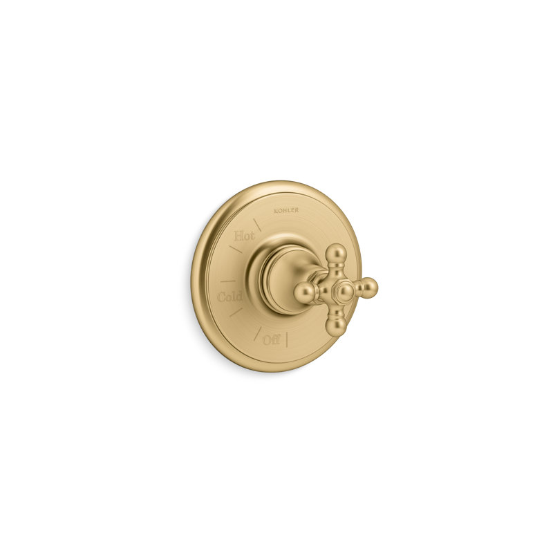 Artifacts® Rite-Temp® Valve Trim with Cross Handle, Brushed Brass