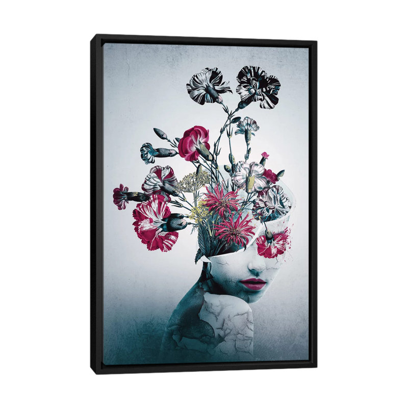 Esprit de fleurs Riza Peker, H 26 po x l 18 po x P 1,5 po, Pas de tapis, Toile avec cadre noir