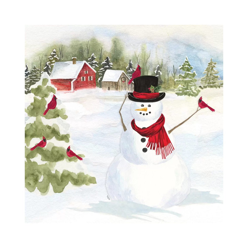 Snowman Christmas IV by Tara Reed - Wrapped Canvas Painting, 45.72 cm H x 45.72 cm W x 1.905 cm D