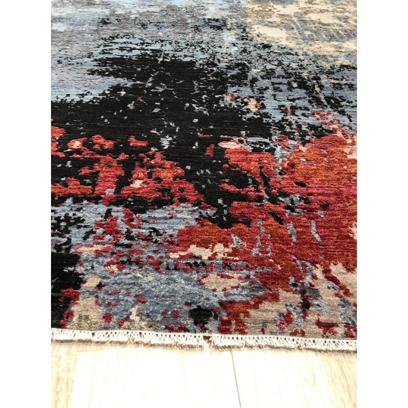 Hand Knotted Wool Area Rug in Brown