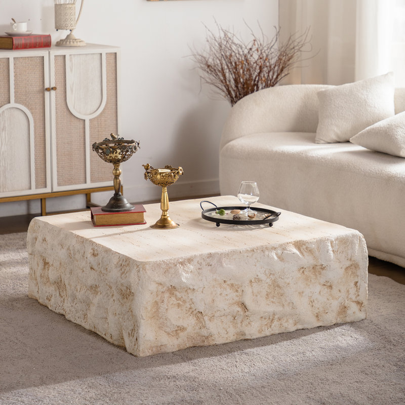 Table basse Canapé rétro en fausse pierre Tables basses pré-modernes Table basse beige pour salon Bureau