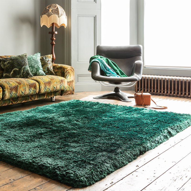 Plush Deep Pile Shaggy Emerald Rug, Rectangle 200 x 300cm